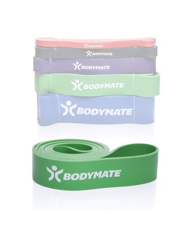 Bodymate fitness band 208 cm elastic resistance band made of natural latex trains strength endurance coordination flexibility and much more for beginners & professionals 4. Strong-green 4.5cm (23-54kg resistance)