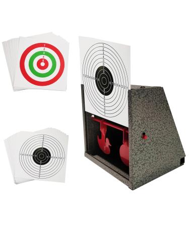Atflbox BB Trap Target with 20pcs Paper Target and Resetting Shooting Target for Airsoft Pellet Gun Rifle BB Gun