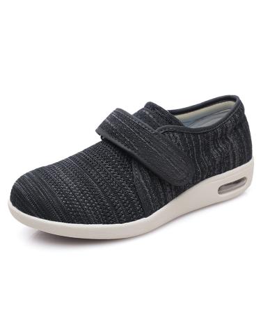 MisFun Breathable Diabetic Shoes for Women Unisex Diabetic Shoes Adjustable Air Cushion Bottomrecovery Shoes Shoes for Edema and Swollen Feet Swollen Feet Shoes 7 Black Grey