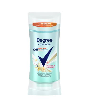 Degree Advanced Protection Antiperspirant Deodorant Vanilla & Jasmine for 72-Hour Sweat & Odor Control for Women with Body Heat Activated Technology 2.6 oz Vanilla 2.6 Ounce (Pack of 1)