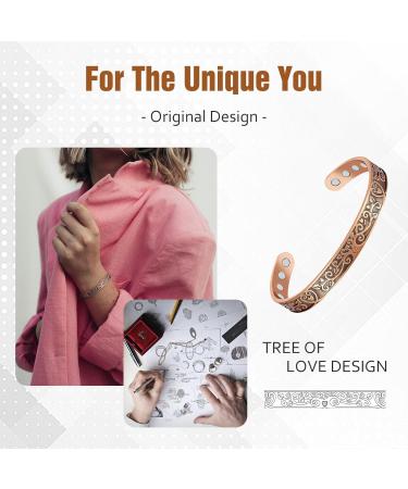 Jecanori Copper Magnetic Bracelet - Adjustable Cuff Bangle with 8pcs 3500 Gauss Magnets | Solid Copper Brazaletes for Men Women | Simple Style | Gift Box Included - Buy Online on GoSupps.com