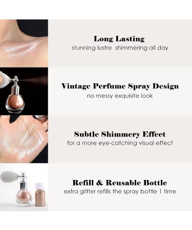 Jutqut Body Glitter Spray - Refillable Shimmer Spray for Hair, Face & Body - Pearlescent White Glitter Dust for Women - Lightweight Makeup for Halloween & Festive Glow - Buy Online on GoSupps.com