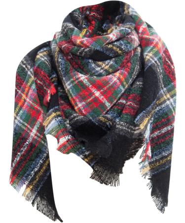 Buy Ladies Triangle Scarf - Warm Soft Winter Black & Brown - Stylish Wrap with Buttons - One Size Fits All - Buy Online on GoSupps.com