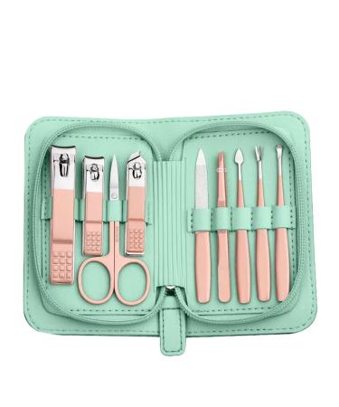 Nail Scissors Nail Scissors Set Portable Manicure Set Travel Manicure Set with Leather Bag for Men and Women Everyday use Toenail Clippers (Color : Green)