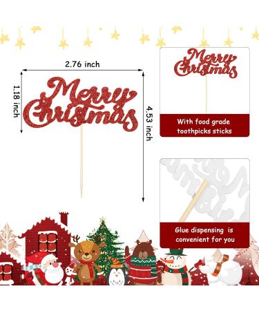 60 Pieces Red Merry Christmas Cupcake Toppers Glitter Xmas Holiday Cupcake Picks Christmas Party Cake Decorations Toothpicks for Xmas Party Cupcake Fruit Picks Dessert Toppers Decor - Buy Online on GoSupps.com