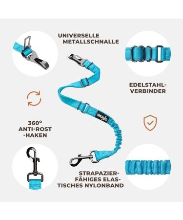 30-95cm Wuglo Dog Car Seat Belt - Adjustable Universal Safety Harness for Dogs - Blue Buckle Strap for Child Safety Seat - Buy Online on GoSupps.com