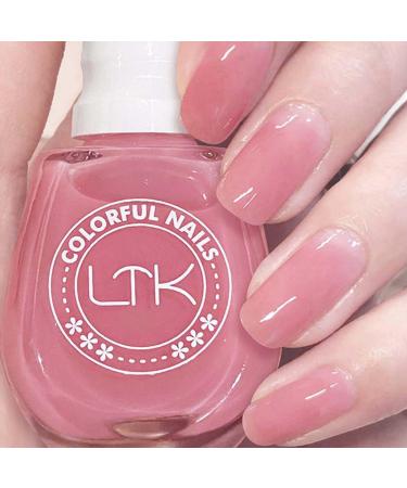 Jelly Nail Polish - Nude Pink Nail Varnish - Natural Pale Pink Quick Dry Nail Polish - Transparent Pink Crystal Sheer Polish - Long Lasting Air Dry No Need UV DIY Manicure Nail Art light Pink