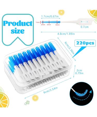 220-Piece Blue Silicone Interdental Brushes for Braces - Oral Cleaning Floss Picks - Buy Online on GoSupps.com
