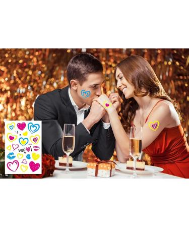 UV Neon Heart Luminous Temporary Tattoo for Bride Wedding and Parties - Waterproof Stickers for Women & Men - Neon Heart Design - Buy Online on GoSupps.com