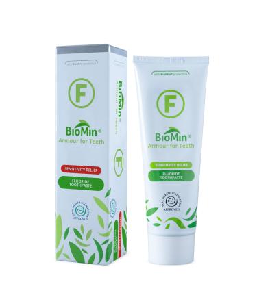 BioMin F Toothpaste - Helps Strengthen & Protect Enamel Provide Relief to Sensitive Teeth - 75ml Mild Minty Flavour Fluoride Toothpaste for Adults & Kids - Suitable for Vegans Not Tested on Animals