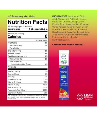 Daily Electrolyte Packets Drink Mix | Zero Calories & Sugar | Vitamins & Minerals | 16 ct Strawberry Kiwi Melon - Shop Now - Buy Online on GoSupps.com