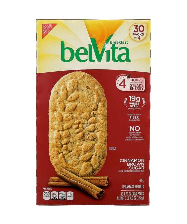 Belvita Brown Sugar Biscuits 1.76 oz 30 -Count Pack, cinnamon, 52.8 Ounce, (Pack of 4)
