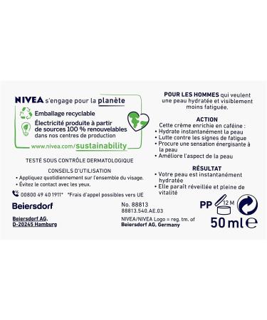 NIVEA MEN Active Energy Cr me Visage nergisante (1 x 50 ml) Cr me Hydratante non grasse pour homme Soin Visage enrichi en Vitamin+ Complex & Coenzyme Q10 50 ml (Lot de 1) Cr me Visage nergisante - Buy Online on GoSupps.com