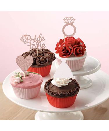 Bride to Be Cupcake Toppers 24 PCS | Wedding Bridal Shower Bachelorette Party Decorations - Rose Gold - Buy Online on GoSupps.com