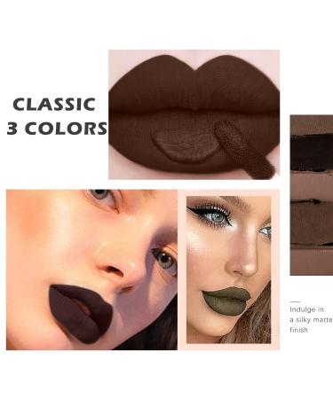 NewBang 3 Colors Dark Black Lipstick and Lipliner Matte Liquid Lipstick Set - Waterproof Longlasting Lip Makeup for Halloween & Christmas (6 pcs) - Buy Online on GoSupps.com