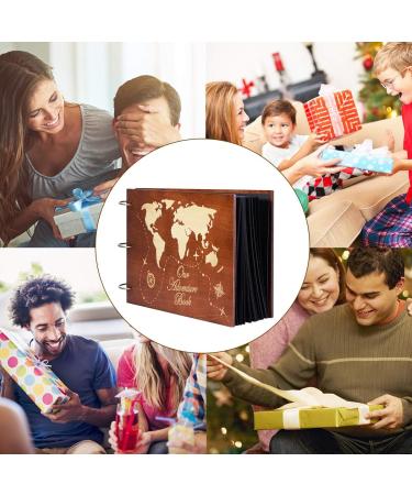 PartyKindom Wooden Adventure Scrapbook Album - Perfect Anniversary or Wedding Gift, 80 Pages with Photo Corner Stickers - Buy Online on GoSupps.com