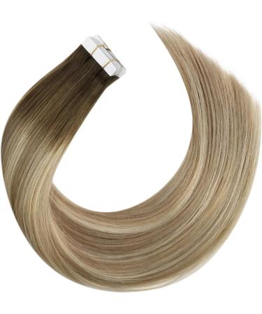 Moresoo Balayage Blonde Tape in Hair Extensions Dark Brown to Chestnut Brown #3/8/22 | Real Human Hair 18 Inch 20 Pieces/50g - Buy Online on GoSupps.com