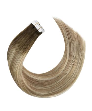 Moresoo Tape Extensions - Real Hair Balayage Invisible Tape-In Extensions Brown to Light Brown Medium Blonde 20 Pieces/30g 40cm - High-Quality Seamless Hair Extensions - Buy Online on GoSupps.com