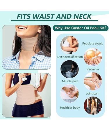 Organic Castor Oil Pack Kit - Reusable Castor Oil Wrap for Liver & Neck Relaxation | Cotton Massage Belt Compress - Buy Online on GoSupps.com