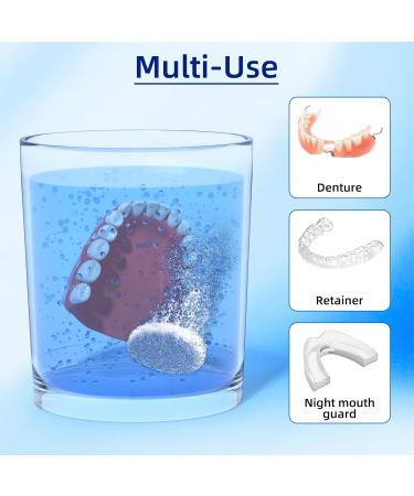 Denture Cleaning Tablets - 120 Retainer Cleaner Tablets, Removes Odors & Stains - For Dentures, Night Guards, Retainers, Aligners & Dental Appliance Cleaner - Mint Flavor - 4 Month Supply - Buy Online on GoSupps.com