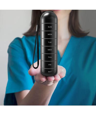 Zannaki Metal Weekly Pill Organizer - Waterproof & Travel-friendly 7 Day Case for Pills, Vitamins & Supplements - BPA Free, Stackable Aluminum Alloy (Black) - Buy Online on GoSupps.com
