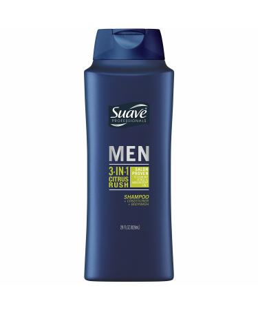 Suave Men 3-in-1 Shampoo Conditioner Body Wash for Gentle Cleansing and Conditioning Citrus Rush Mens Shampoo 3 in 1 Formula with Keratin and Glycerin 28 oz 28 Fl Oz (Pack of 1)