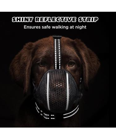 BONTHEE Dog Muzzle Mesh Soft Muzzle for Small Medium Large Sized Dogs Breathable Reflective Adjustable Puppy Muzzles with Collar for Scavenging Grooming Biting Chewing Allows Panting and Drinking XXL - Buy Online on GoSupps.com