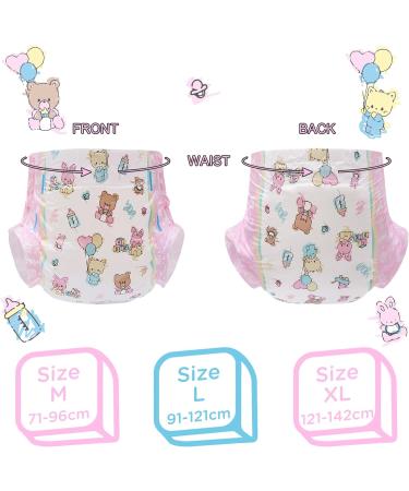 LittleForBig Printed Adult Brief Diapers - ABDL 10 Pack - Baby Cuties MM in Pink | Comfort & Quality for Adult Baby Diaper Lovers - Buy Online on GoSupps.com