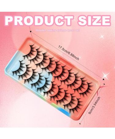 False Lashes Natural Synthetic Fibers False Lashes Fluffy Fake Eyelashes 10 Pairs Reusable Fake Eyelashes for Asian Eyes for Round Eyes (Dense) - Buy Online on GoSupps.com
