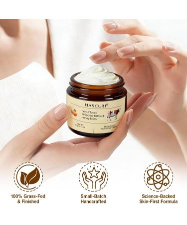 HASCURI Grass-Fed Whipped Tallow Balm - 100% Pure Beef Tallow Moisturizer for Face & Body - Rich in Vitamins E - Traditional Skin Food for Deep Hydration & Barrier Support - 2 oz (60g) - Buy Online on GoSupps.com