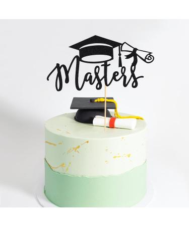 Arthsdite 1Pc Masters Cake Topper 2024 Graduation Cake Topper Congrats Grad Cake Decorations Masters Graduation Party Decorations Supplies - Black Glitter Black Masters Cake Topper - Buy Online on GoSupps.com