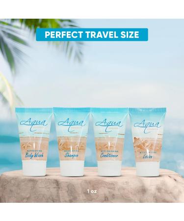 Aqua Organics Hotel Soaps & Toiletries Bulk Set - 80 Travel Size Amenities for Hotels & Airbnb | 1oz Shampoo Conditioner Body Wash & Lotion - Buy Online on GoSupps.com