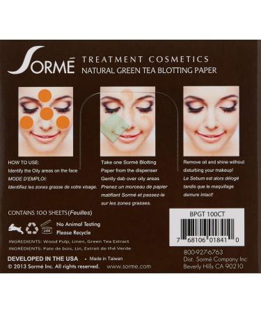 Sorme' Treatment Cosmetics Green Tea Blotting Paper - Mattifying Oil Control | Buy Online - Buy Online on GoSupps.com