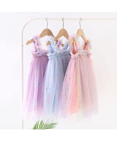 PythJooh Baby Girl Tulle Dress | Sleeveless Butterfly Wings Tutu Princess Dress | 18-24 Months | Starry Blue - Buy Online on GoSupps.com
