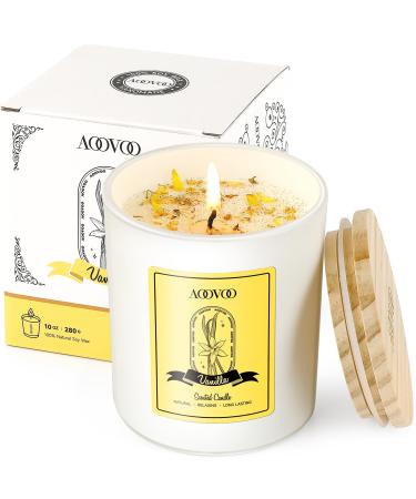 AOOVOO Vanilla Candles for Women - Scented Candles with Crystals Inside 10oz Natural Soy Wax Candles for Home Scented 60H Burn Candle Gift for Women and Men Birthday Mothers Day Gift