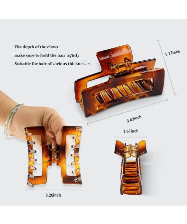 Cptots 5PCS Hair Claw Clips - Rectangle Tortoise Transparent Jaw Clips for Women and Girls - Fashion Hair Styling Accessories - 5 Colors - Buy Online on GoSupps.com
