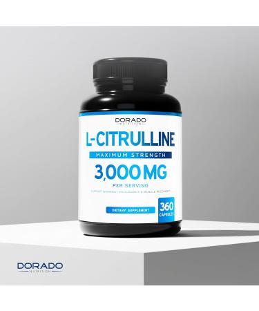 L Citrulline 3000mg Supplement (360 Capsules) Support L Arginine & Nitric Oxide Pills - L-Citrulline For Men & Women - Muscle Recovery & Pump Supplement - 3rd Party Tested Vegan Non-GMO - USA Made 360 Count (Pack of 1) - Buy Online on GoSupps.com