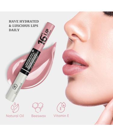 Dermacol 16-Hour Lip Stain - Highly Pigmented Glossy Lip Makeup with Matte & Glitter Finish, No.5 Shimmering Nude, 7.1 mL - Buy Online on GoSupps.com