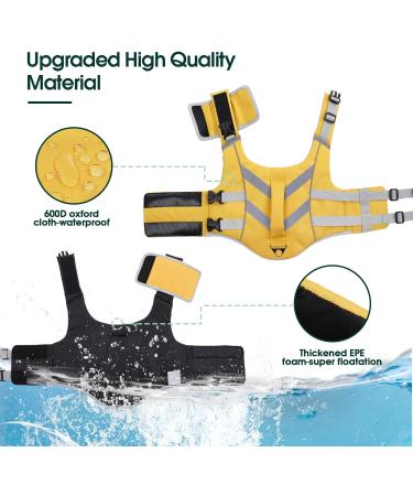 Buy Kuoser Life Jacket for Dogs - Durable & High Safety Swimming Vest for Small Medium and Large Dogs - Excellent Buoyancy - Yellow XS - Buy Online on GoSupps.com