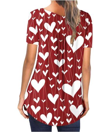 oelaio Womens Valentine's Day Graphic Tees Short Sleeve Love Heart Graphic Tshirts Casual Loose Hide Belly Tunic Tops - Buy Online on GoSupps.com