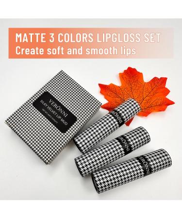 VERONNI 3 Colors Matte Lip Mud Set - Long Lasting Velvet Lip Gloss | Multi-Purpose Matte Lipstick for Lips & Face (Set B - Buy Online on GoSupps.com