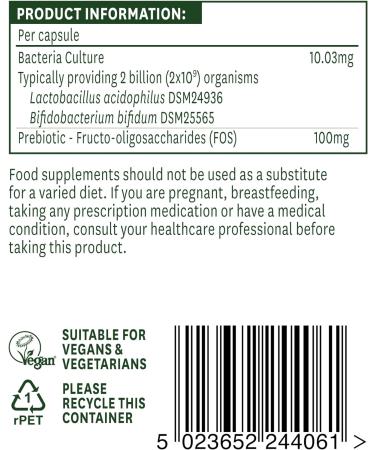 Natures Aid Microbiotic Complex | L.Acidophilus, Bifidus, FOS | Vegan | 60 Capsules - Buy Online on GoSupps.com