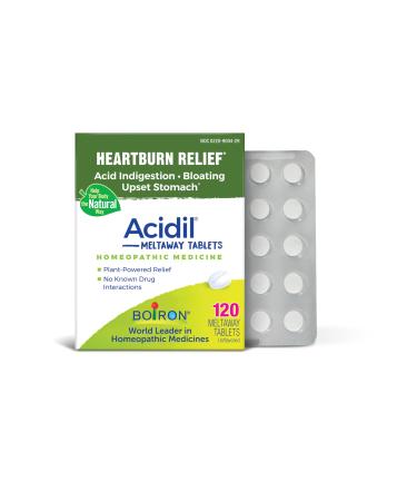 Boiron Acidil Tablets for Relief of Acid Reflux Heartburn Indigestion and Upset Stomach - 120 Count