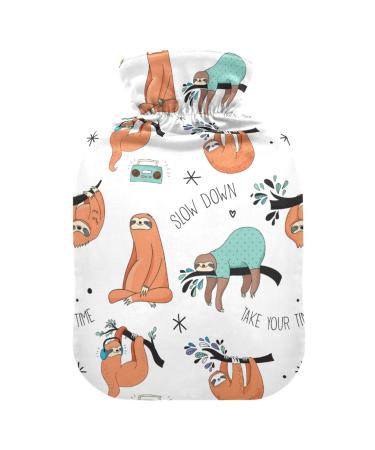Hot water bottles with cover Sloth Radio hot water bag for pain relief menstrual cramps feet and bed warmer 2 liters