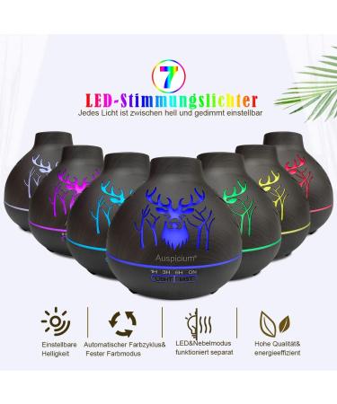 500ml Dark Brown Essential Oil Diffuser 15 Color LED 3 Timer Modes & Auto Shutoff | Aromatherapy Humidifier - Buy Online on GoSupps.com