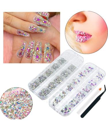 2680pcs AB Nail Rhinestones Set with 120pcs Colorful AB Nail Charms and 2560pcs AB Flatback Beads for Nails and Makeup Decoration - Buy Online on GoSupps.com