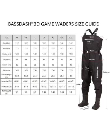 Buy Bassdash 3D Fishing Pants Waders - Ultra High Strength Black Plaid Nylon PVC for Men | Long Feet Size 10-11 - International Shipping - Buy Online on GoSupps.com