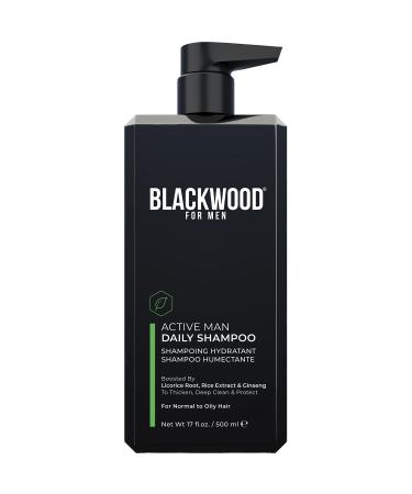 Blackwood For Men Active Man Daily Shampoo - Men's Vegan & Natural Thickening Shampoo for Hair Loss & Dandruff - Infused with Ginseng & Aloe Vera - Sulfate Free  Paraben Free  & Cruelty Free (17 Oz) 17 Fl Oz (Pack of 1)