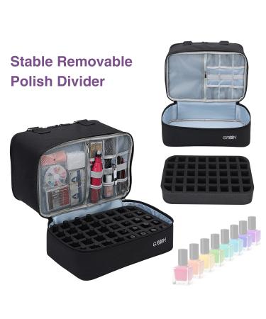 GR69N Nail Polish Organizer- Double Layer Storage Bag for Nail Lamp, 40 Bottles (2ml-15ml), Patented Design, Tons of Space for Supplies- Black - Buy Online on GoSupps.com