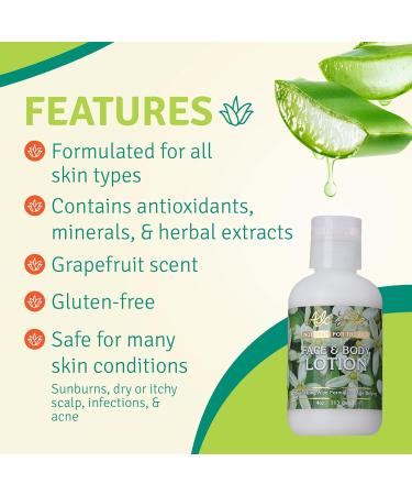 Aloe Life Face & Body Lotion - Hydrating Concentrated Formula with Antioxidants Minerals & Herbal Extracts - Gluten-Free Pleasant Grapefruit Scent - Safe for All Skin Types (4 oz - Buy Online on GoSupps.com